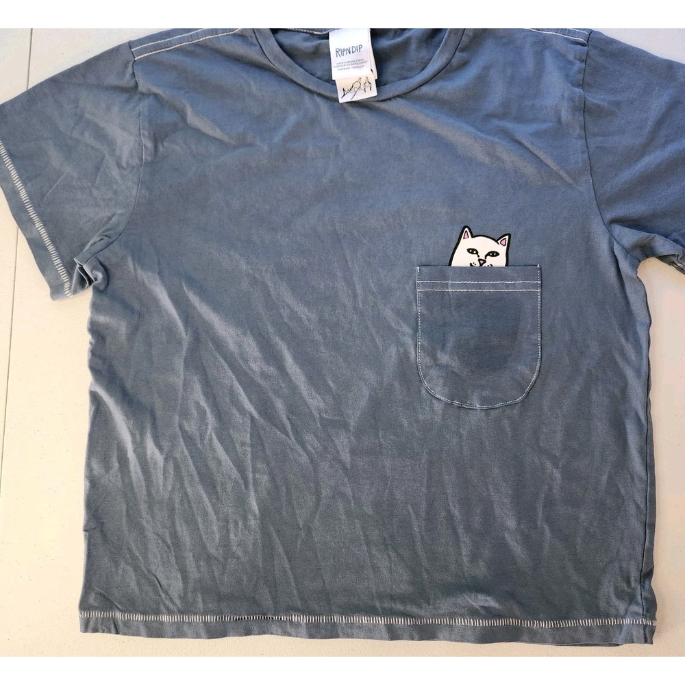 RipnDip Lord Nermal Cropped Pocket T Shirt Medium Blue/Gray
